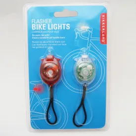 Kikkerland 2 Bicycle Reflector Lights LED Flashlight Flash Bike Flasher Safety