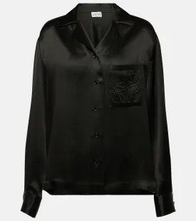 Loewe anagram silk satin shirt, black
