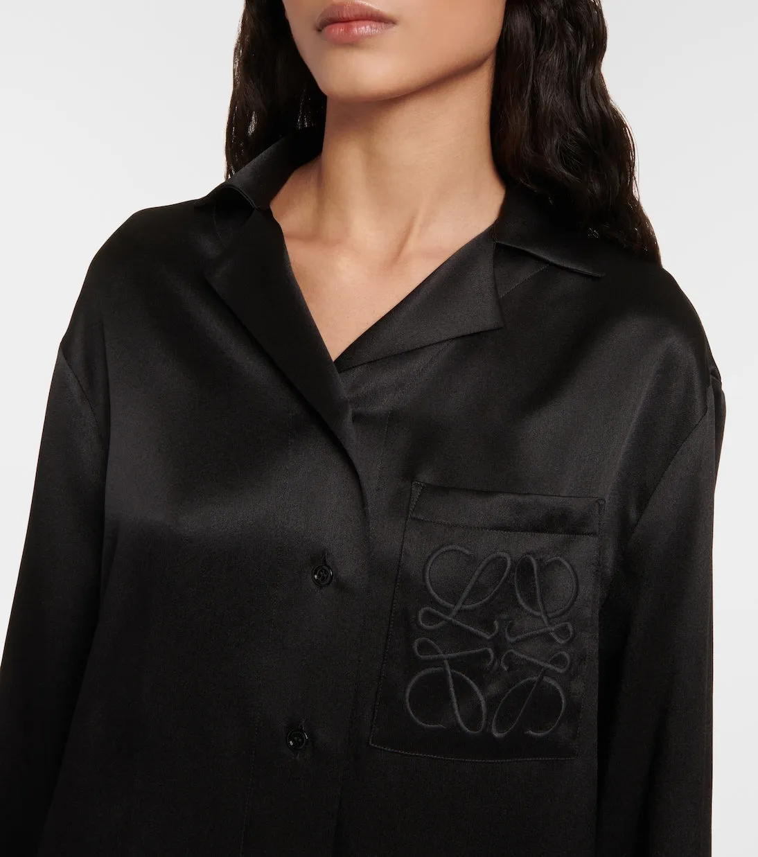 Loewe anagram silk satin shirt, black