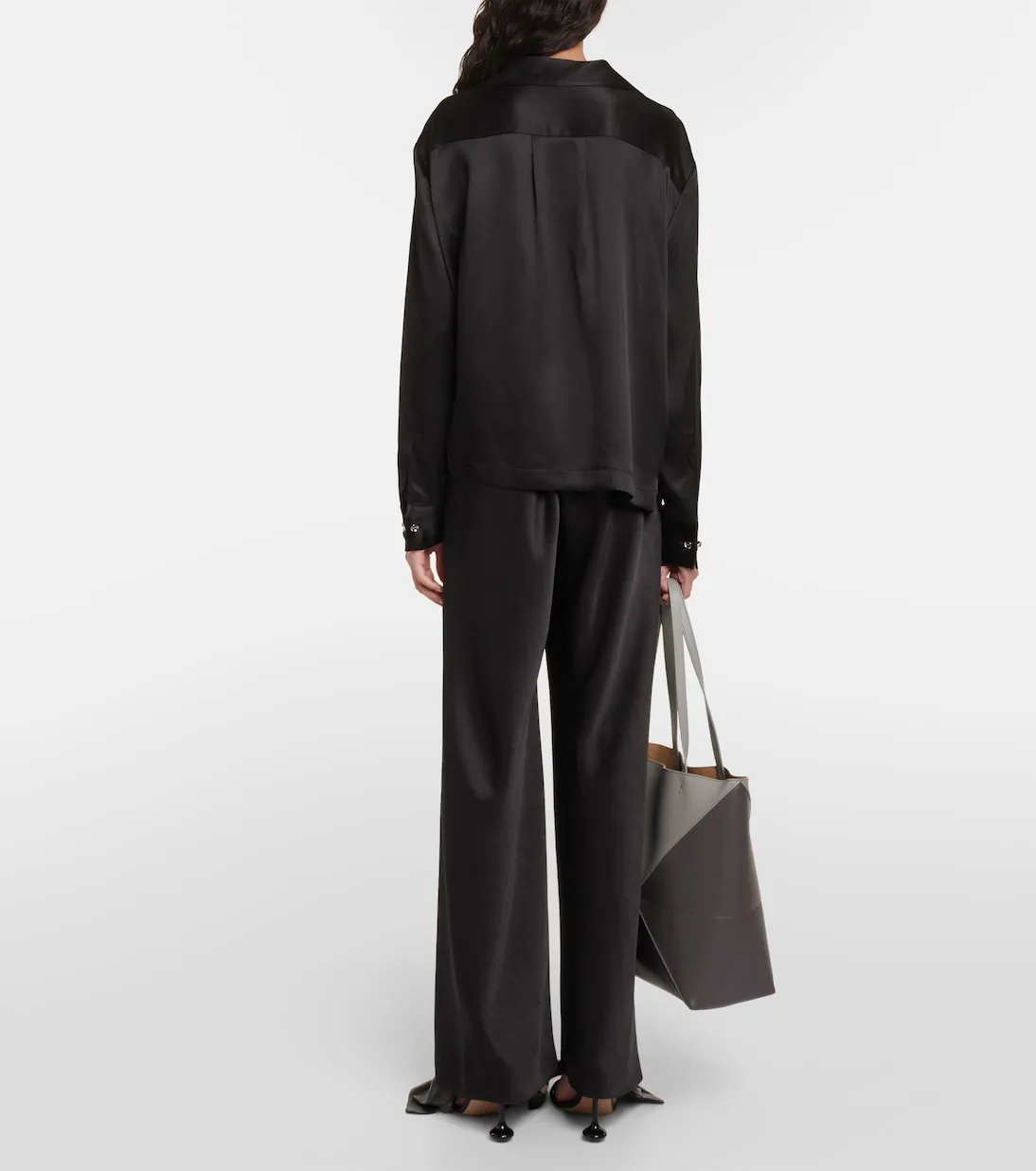 Loewe anagram silk satin shirt, black
