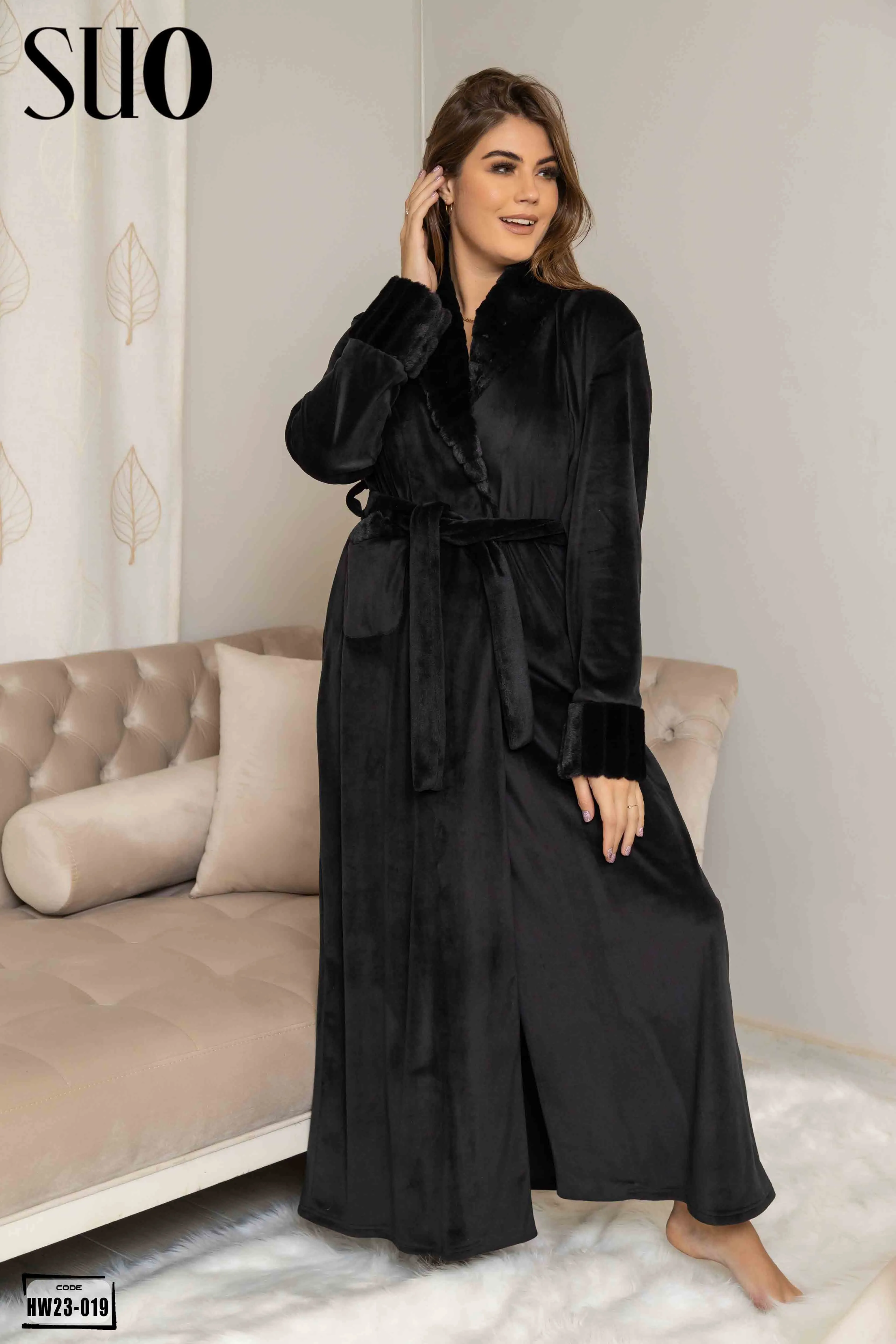 Long Robe with Long Sleeves and one Pocket