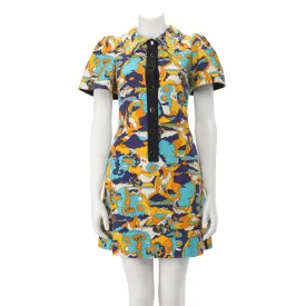 Louis Vuitton Yellow Jacquard Abstract A-Line Dress FR 36