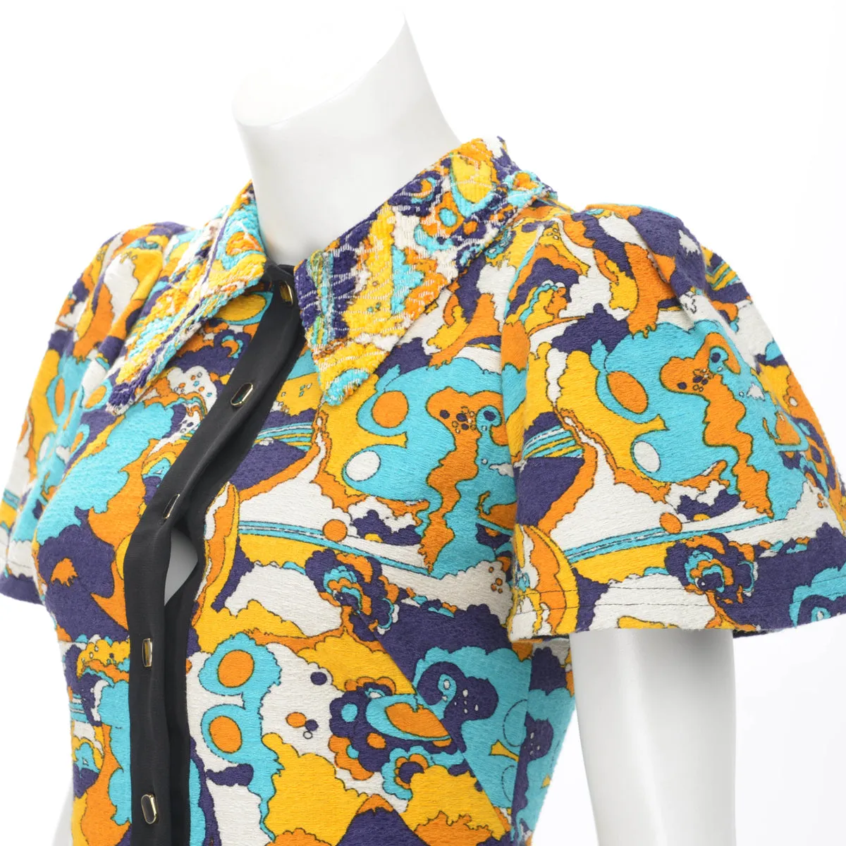 Louis Vuitton Yellow Jacquard Abstract A-Line Dress FR 36