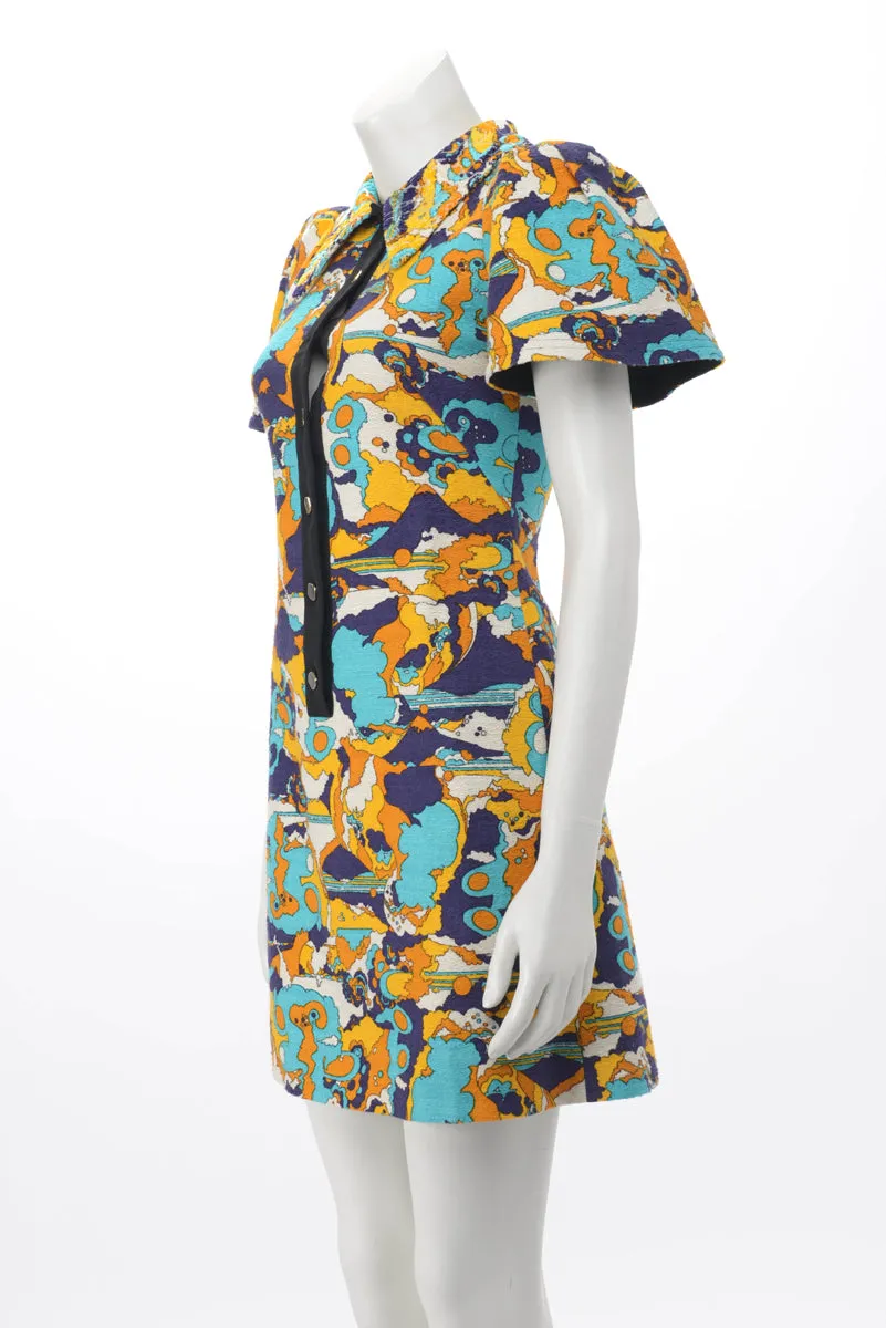 Louis Vuitton Yellow Jacquard Abstract A-Line Dress FR 36