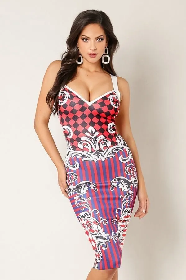 Manhattan Red Spaghetti Strap Cut Out Open Back Bandage Dress