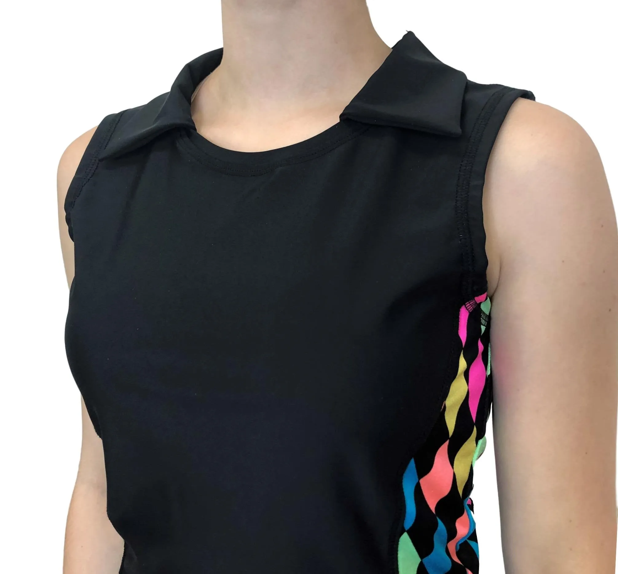 Neon Diamond Athletic Golf Outfit- Athletic Collared Shirt, Golf Apparel, Tennis Outfit Skirt w/ built in compression shorts