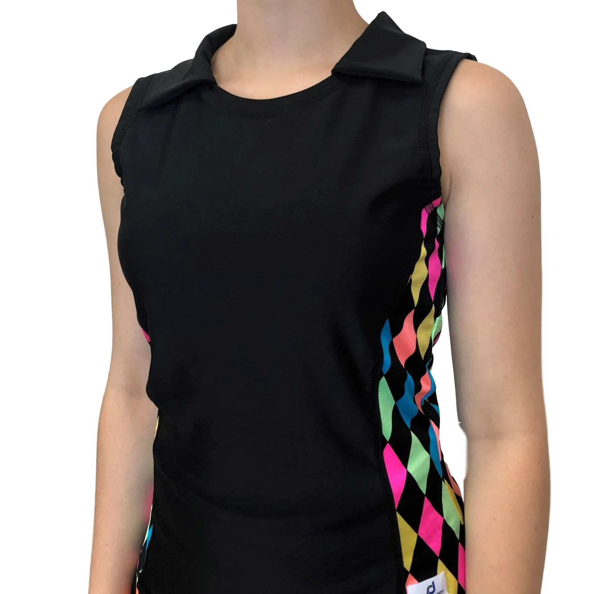 Neon Diamond Athletic Golf Outfit- Athletic Collared Shirt, Golf Apparel, Tennis Outfit Skirt w/ built in compression shorts
