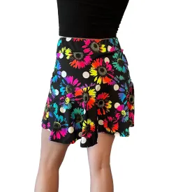 Neon Floral Polka Dot Flutter Golf, Running, Tennis Flower Skort