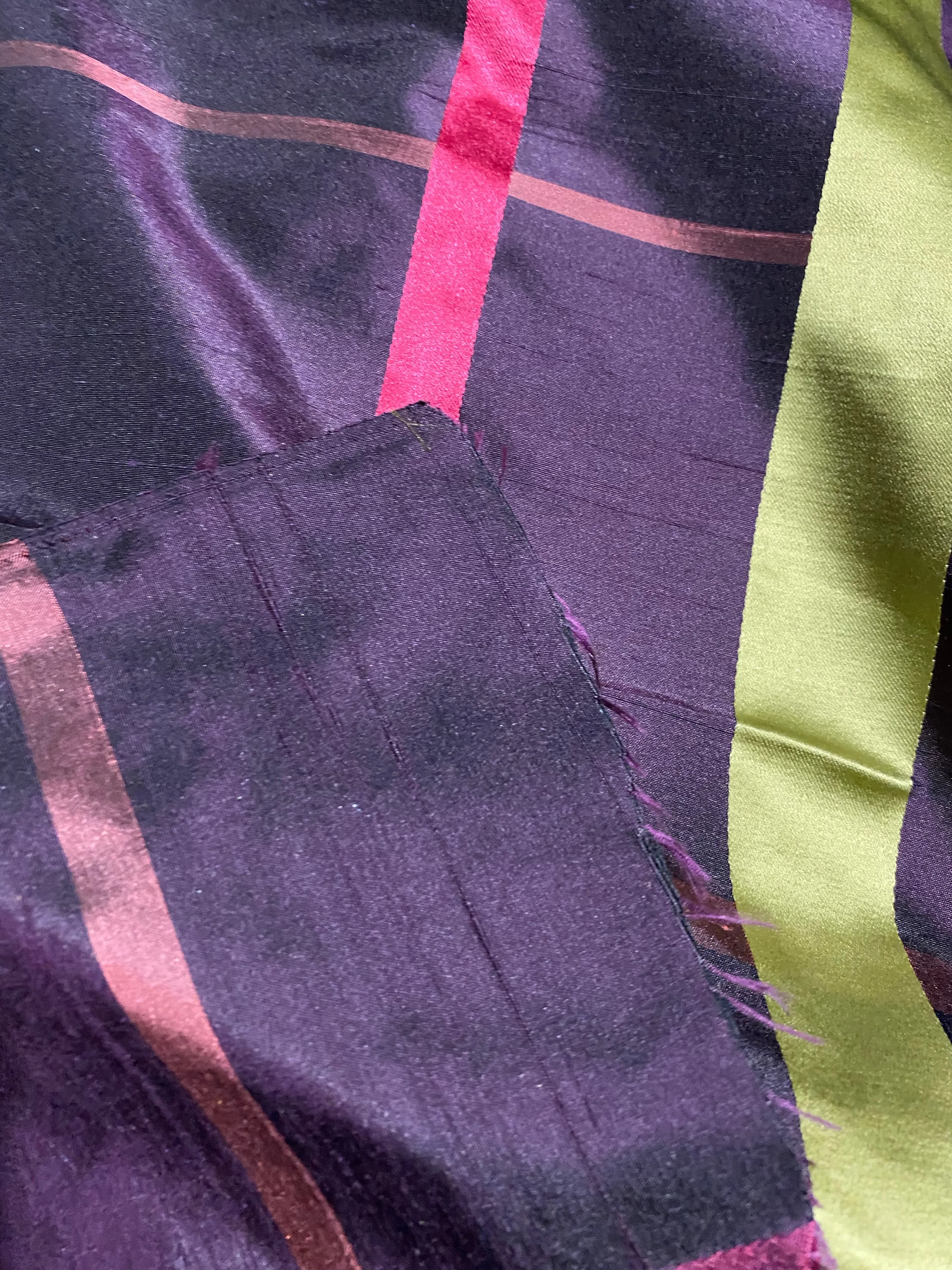NEW Duchess Philippa Designer 100% Silk Dupioni Plaid Tartan Ribbon Fabric Purple