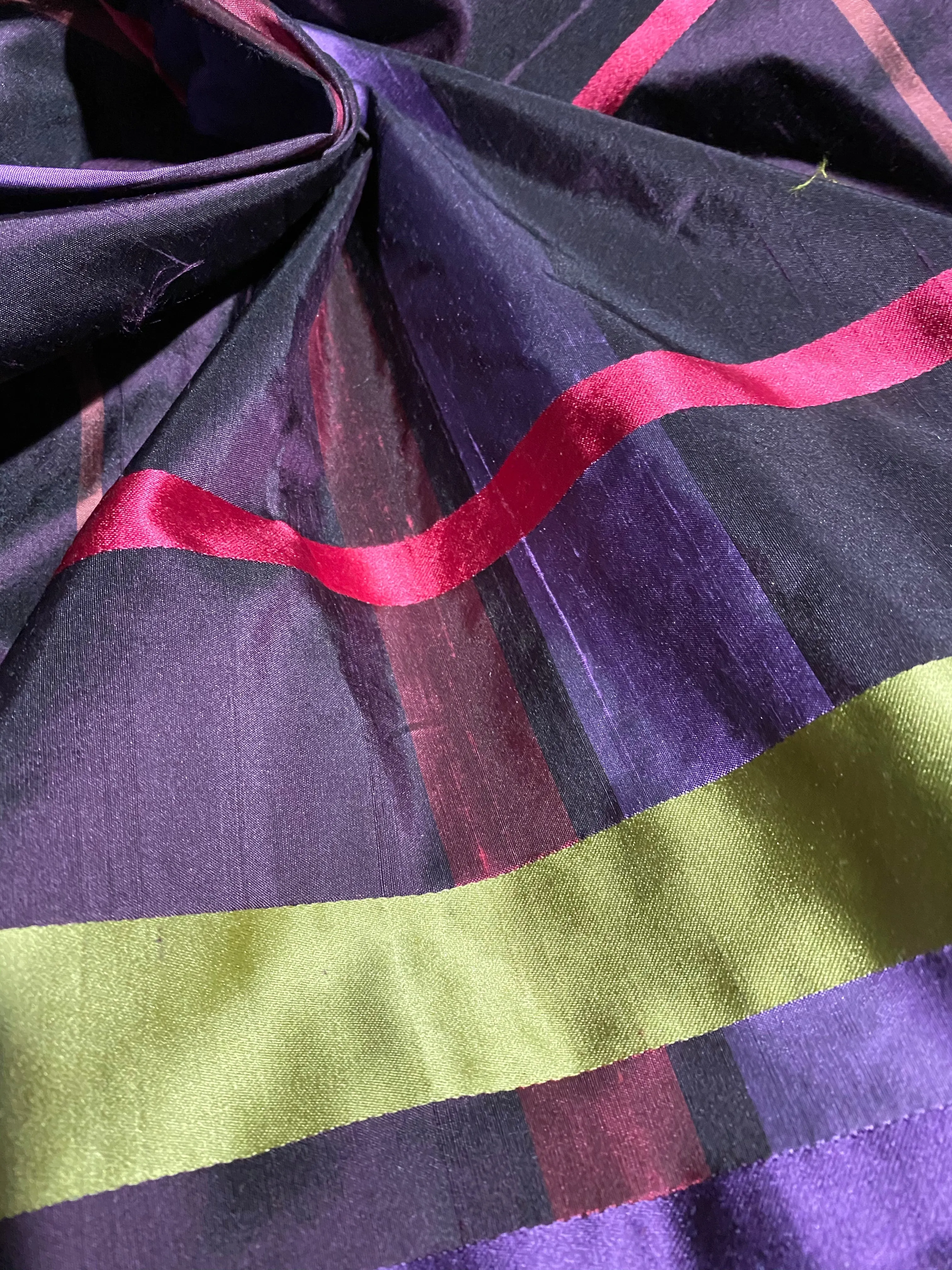 NEW Duchess Philippa Designer 100% Silk Dupioni Plaid Tartan Ribbon Fabric Purple