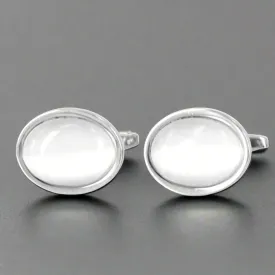 Oval White fiber optic Cufflinks (Online Exclusive)