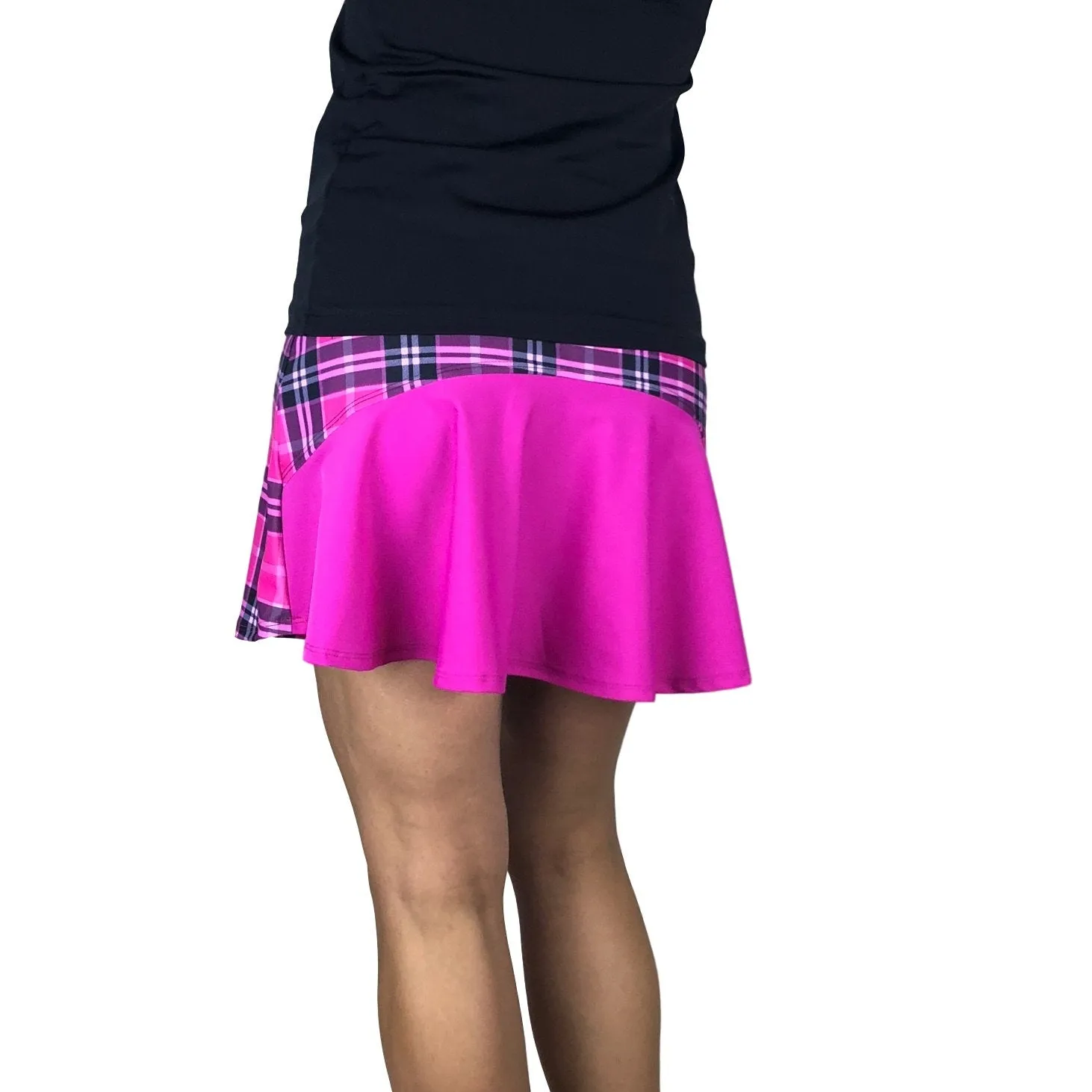 Pink Plaid w/ Pink Athletic Flutter Golf, Running, Tennis Skort w/ pockets- Golf Skirt