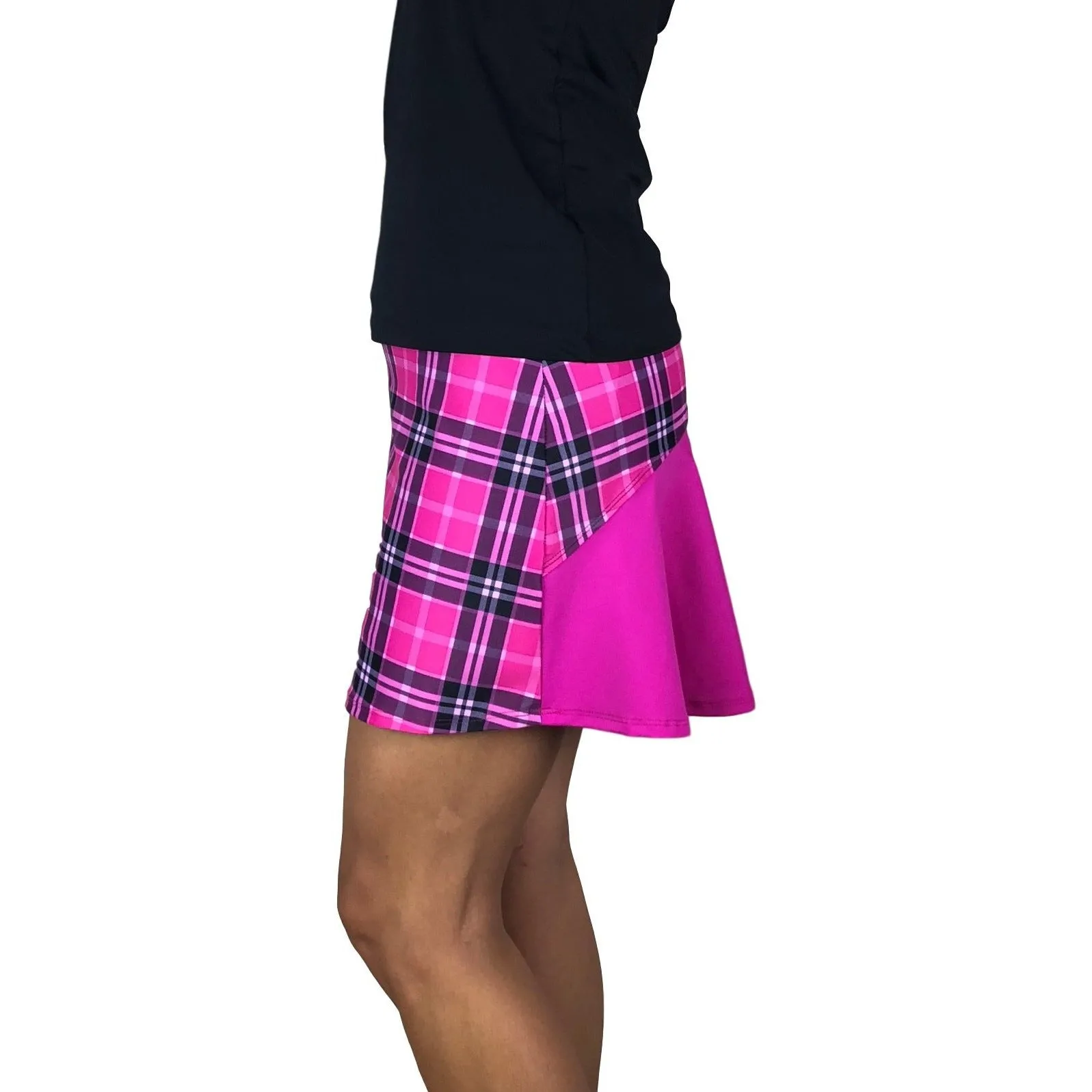 Pink Plaid w/ Pink Athletic Flutter Golf, Running, Tennis Skort w/ pockets- Golf Skirt