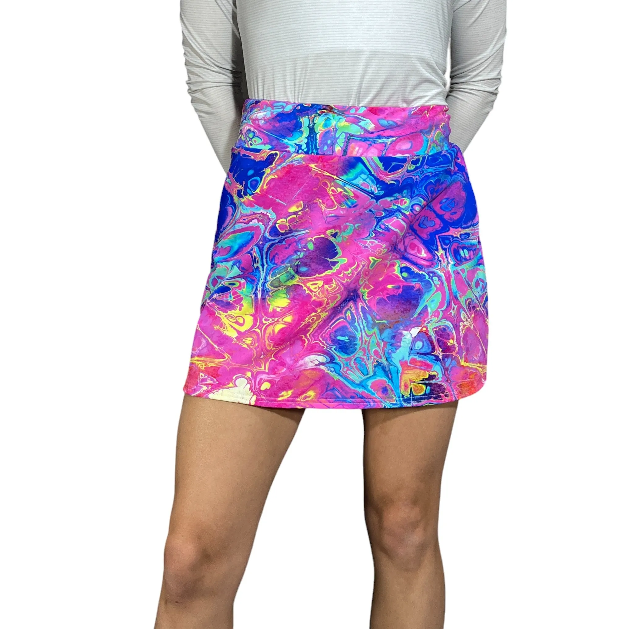 Rainbow Vapor Print Athletic Slim Golf Skort