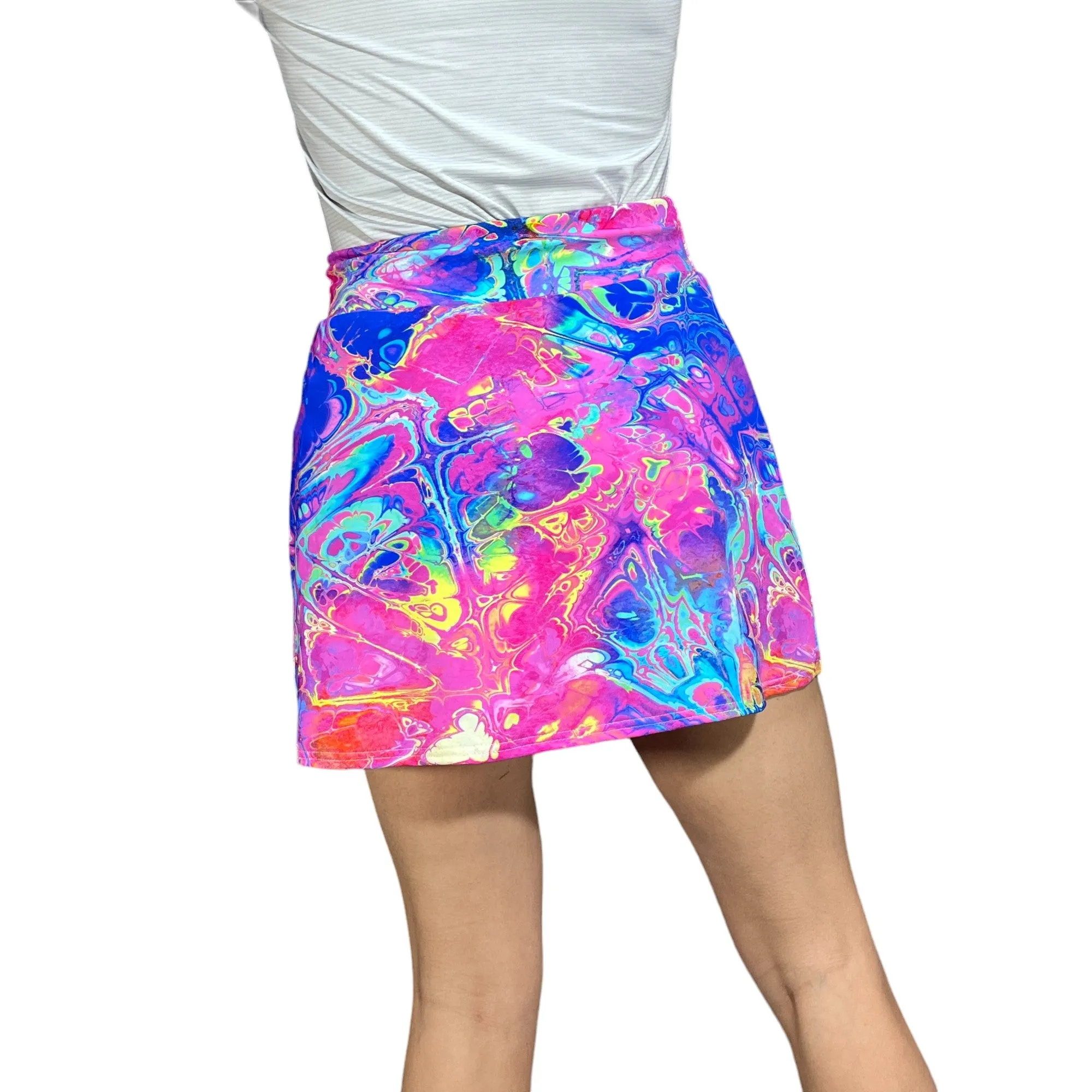 Rainbow Vapor Print Athletic Slim Golf Skort