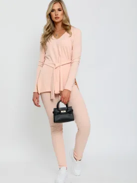 Ribbed Side Split Top and Trousers Lounge Set