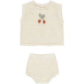 Rylee   Cru Scallop Crochet Baby Set || Cherry