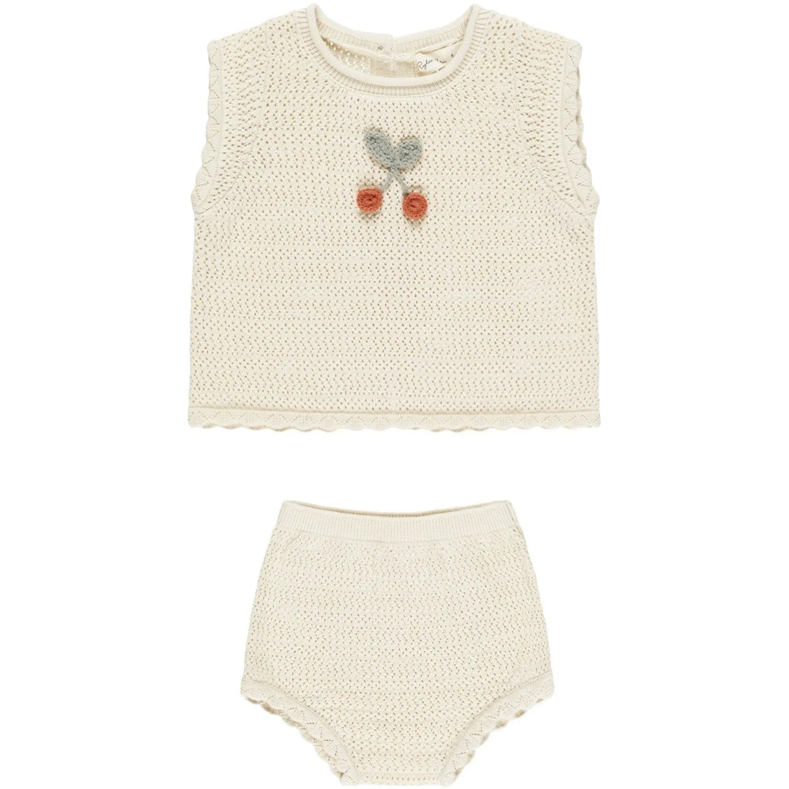 Rylee   Cru Scallop Crochet Baby Set || Cherry