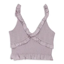 SATIN SMOCKED LILAC TANK TOP