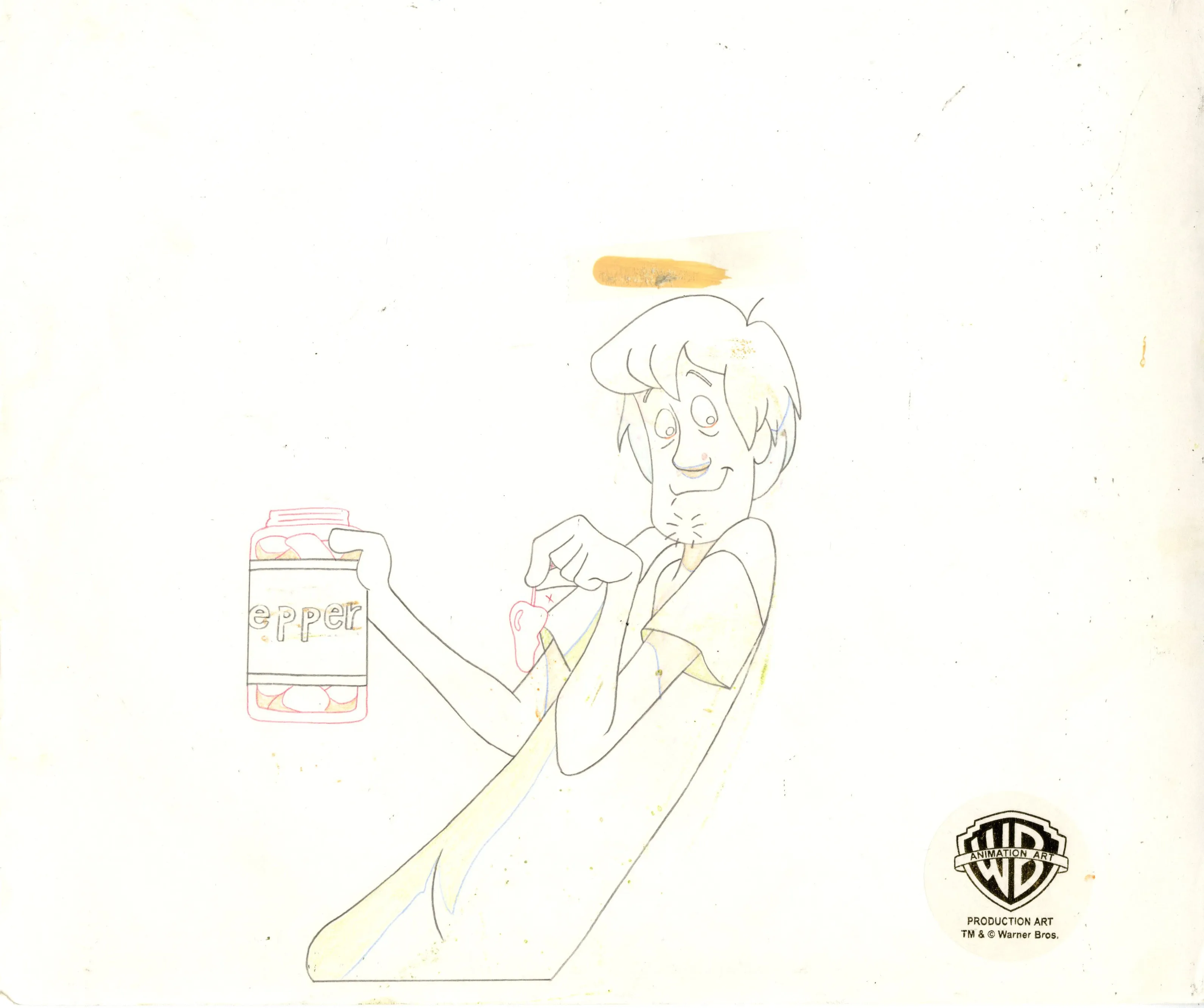 Scooby-Doo on Zombie Island Original Production Cel with Matching Drawings Signed by Bob Singer: Scooby-Doo and Shaggy