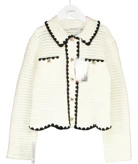 Self-Portrait Cream Crochet Cardigan with Heart Detail Buttons 10-12 Years