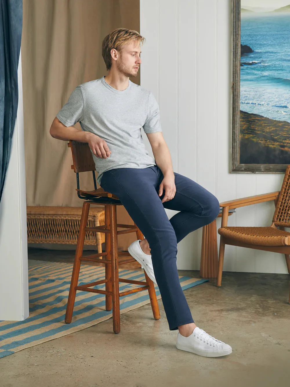 Stretch Terry 5 Pocket (32") - Navy