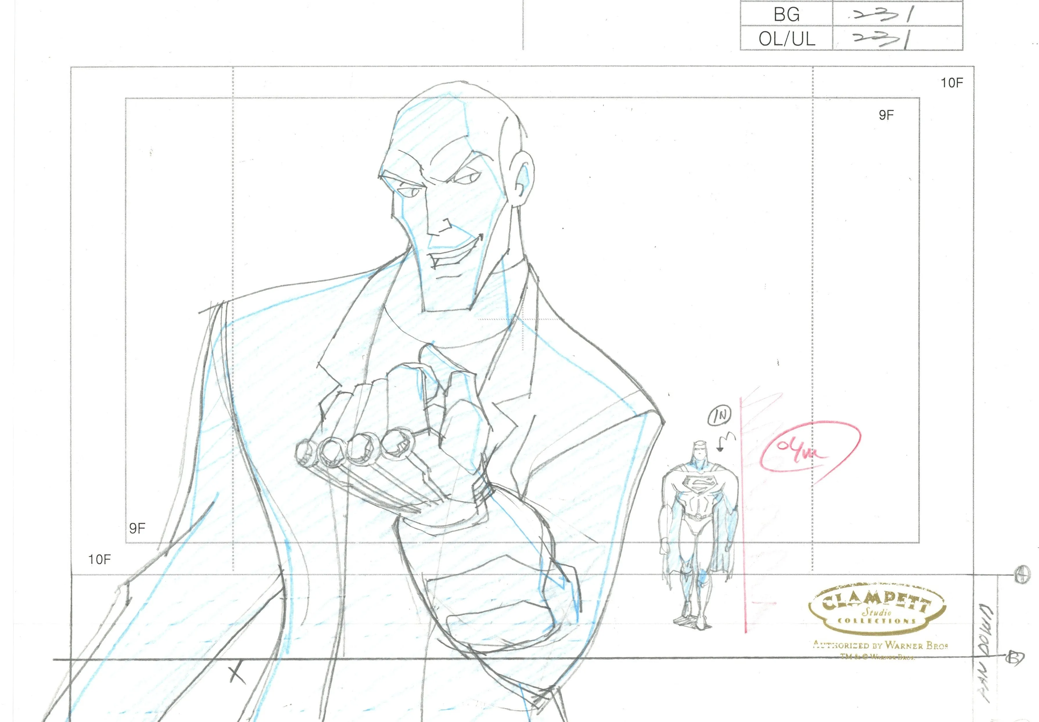 Superman Doomsday Original Production Drawing: Lex Luthor, Superman