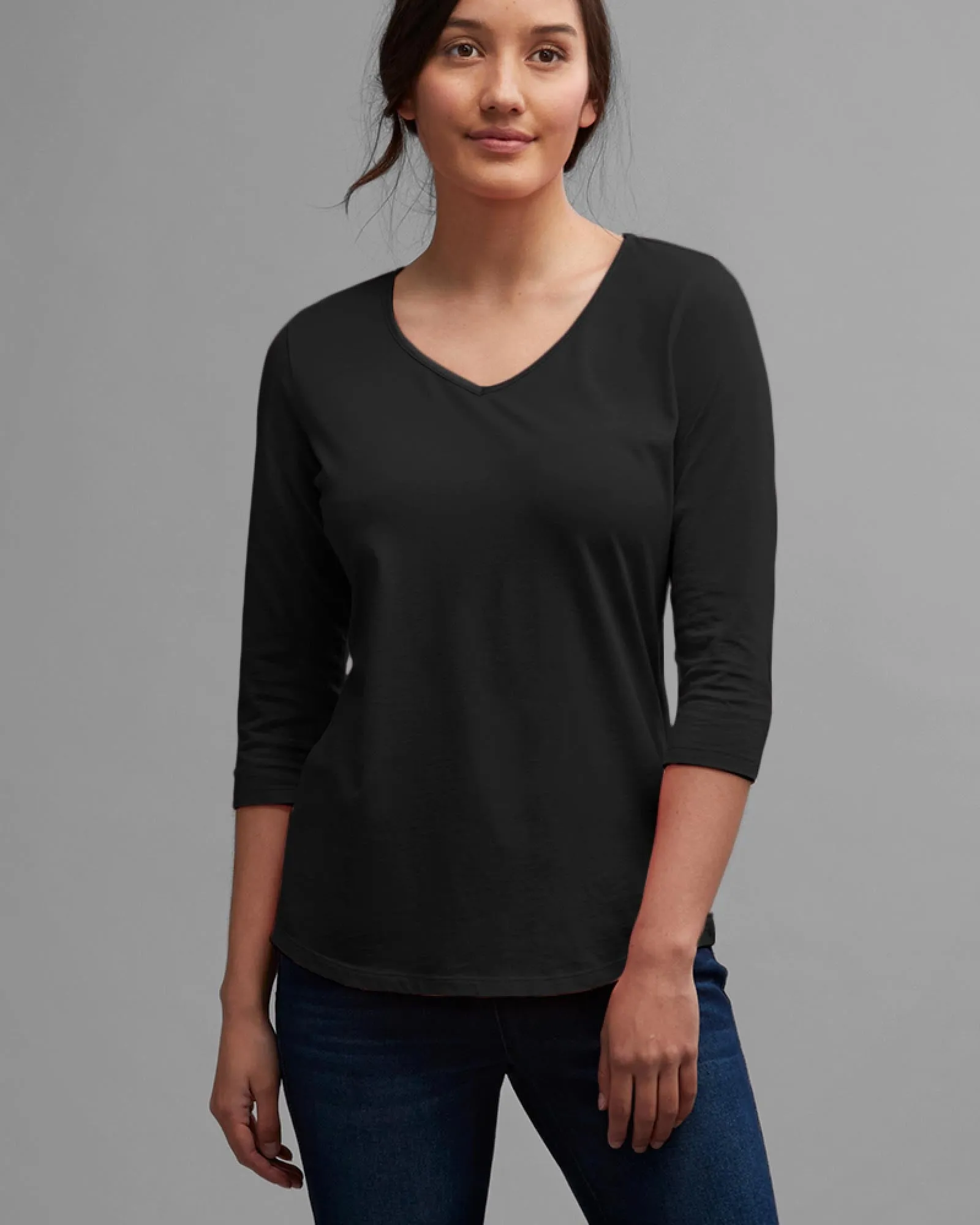 SUPIMA COTTON 3/4VEE SATIN TEE