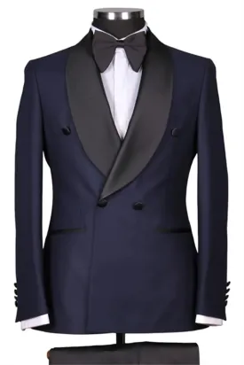 Suzhoufashion Addison Blue Peaked Lapel Double Breasted Business Men Suits