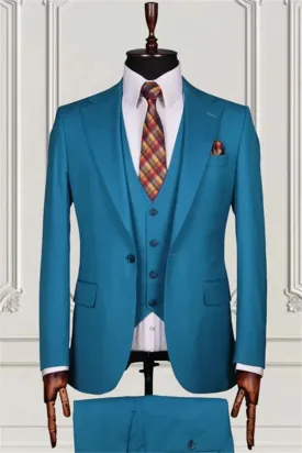 Suzhoufashion Ade Classic Black Peaked Lapel Double Breasted Business Men Suits