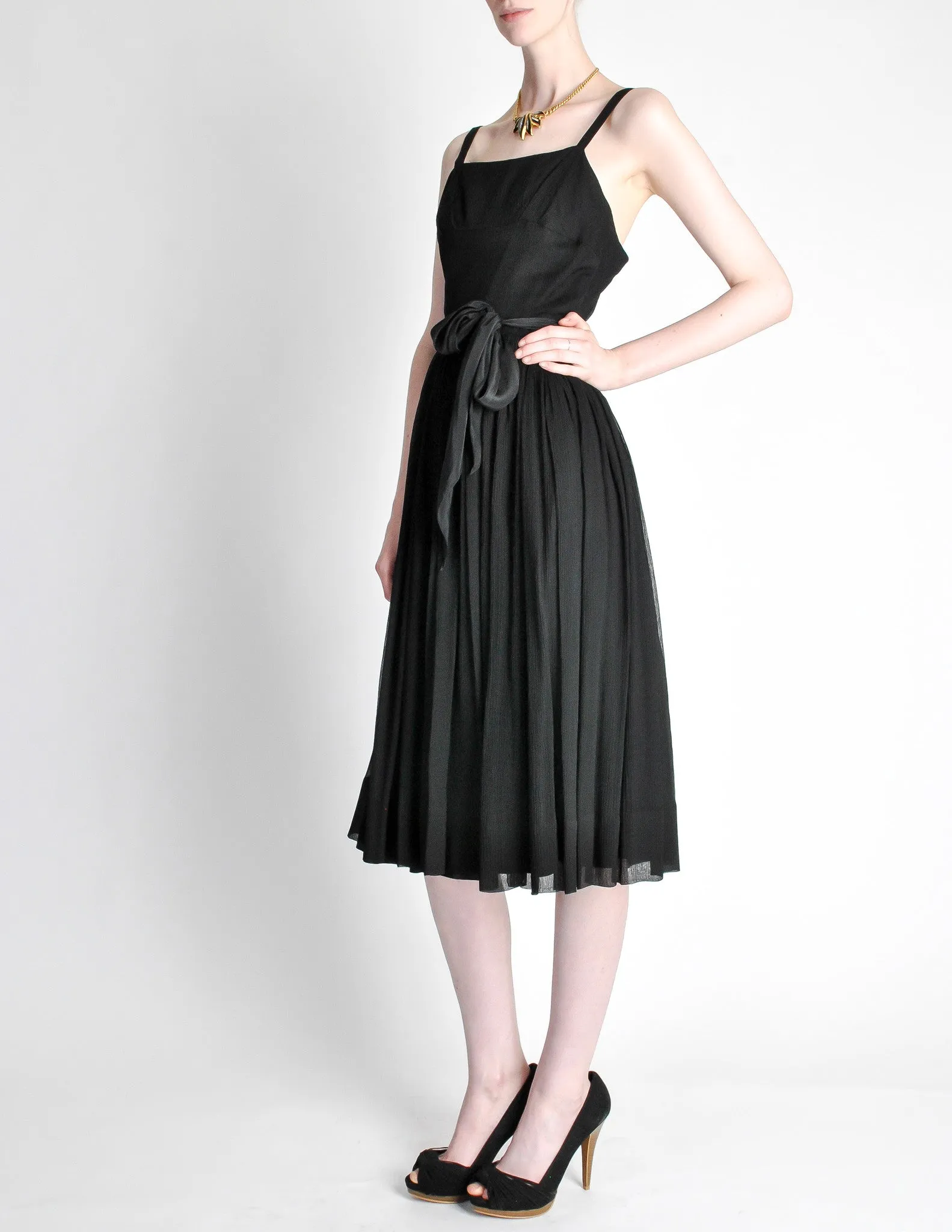 Suzy Perette Vintage Black Silk Crepe Dress