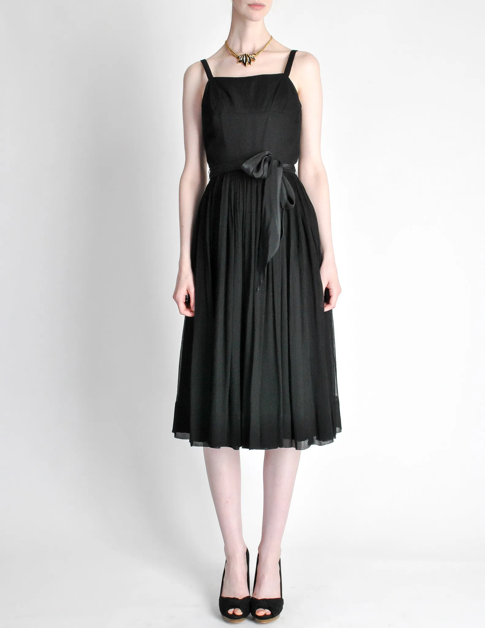 Suzy Perette Vintage Black Silk Crepe Dress