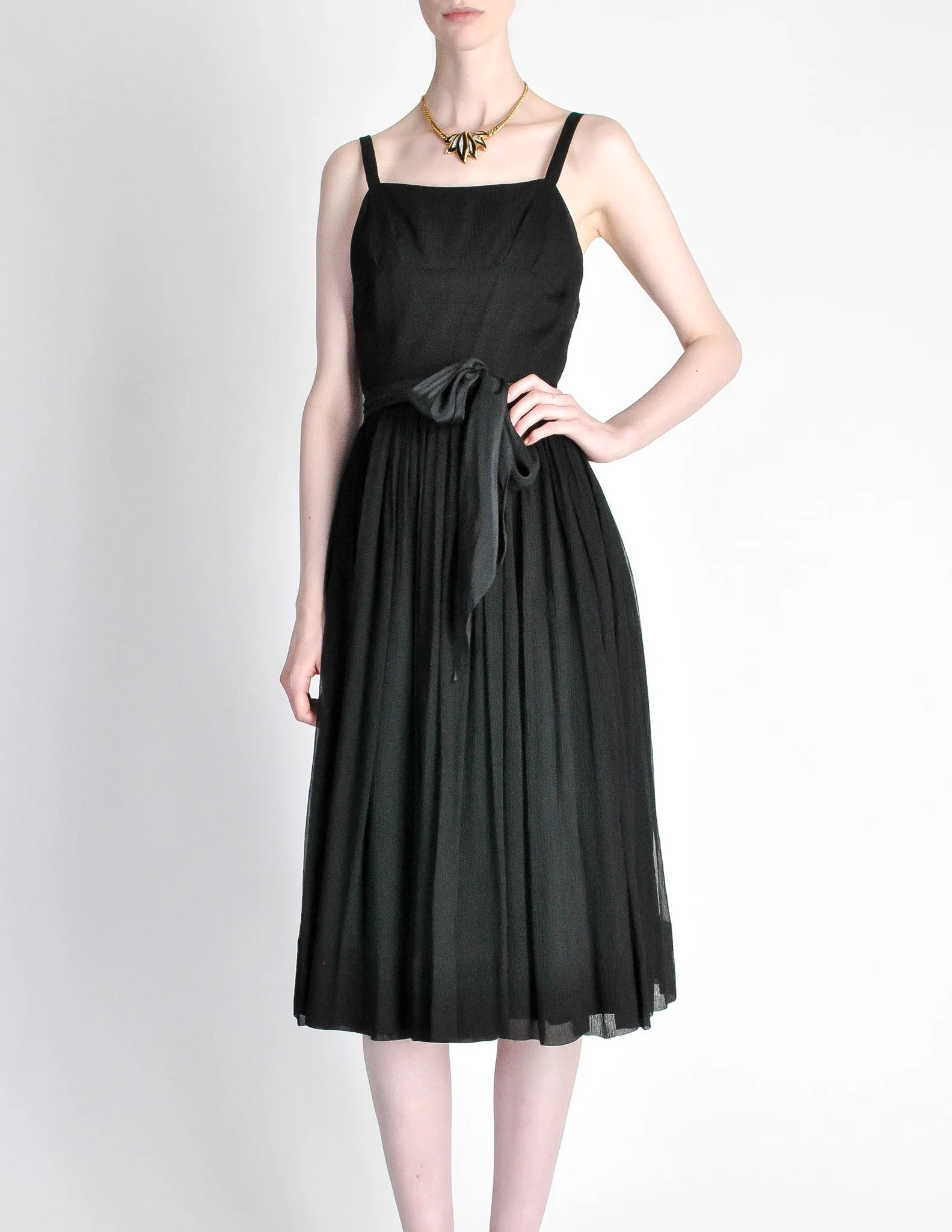 Suzy Perette Vintage Black Silk Crepe Dress