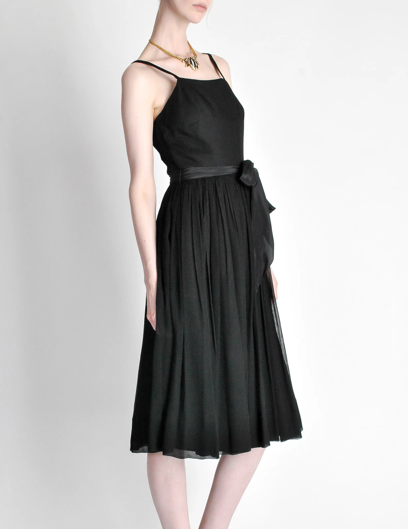 Suzy Perette Vintage Black Silk Crepe Dress