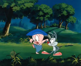 Tiny Toons Original Production Cel With Matching Drawing: Hamton J. Pig and Calamity Coyote
