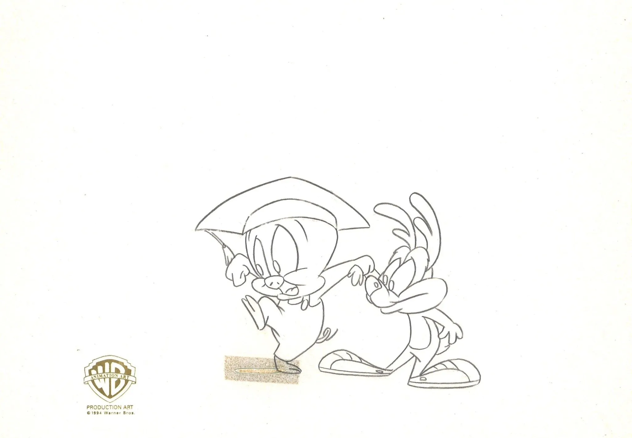 Tiny Toons Original Production Cel With Matching Drawing: Hamton J. Pig and Calamity Coyote