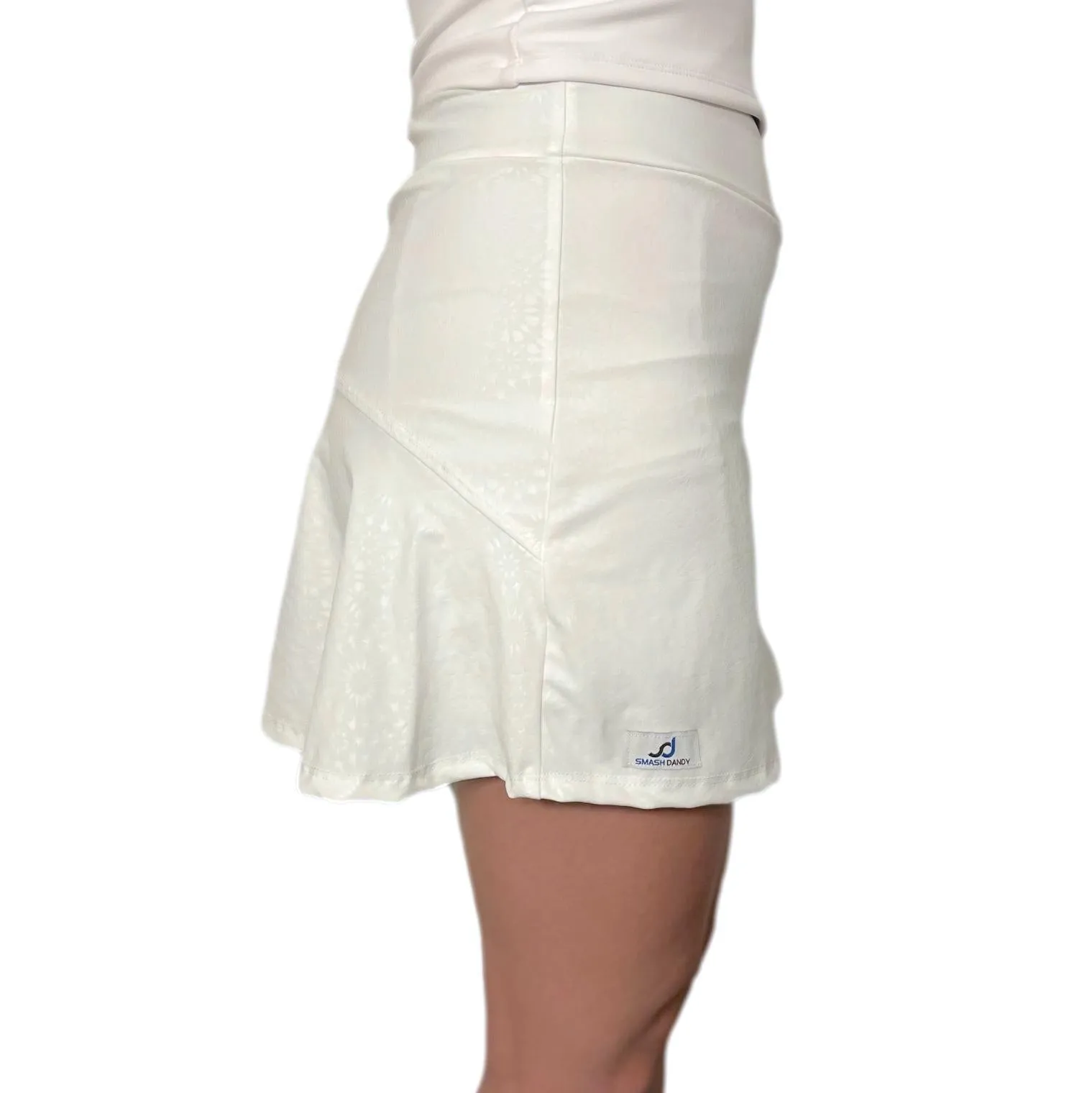 White Embossed  Flutter Golf, Running, Tennis Skort