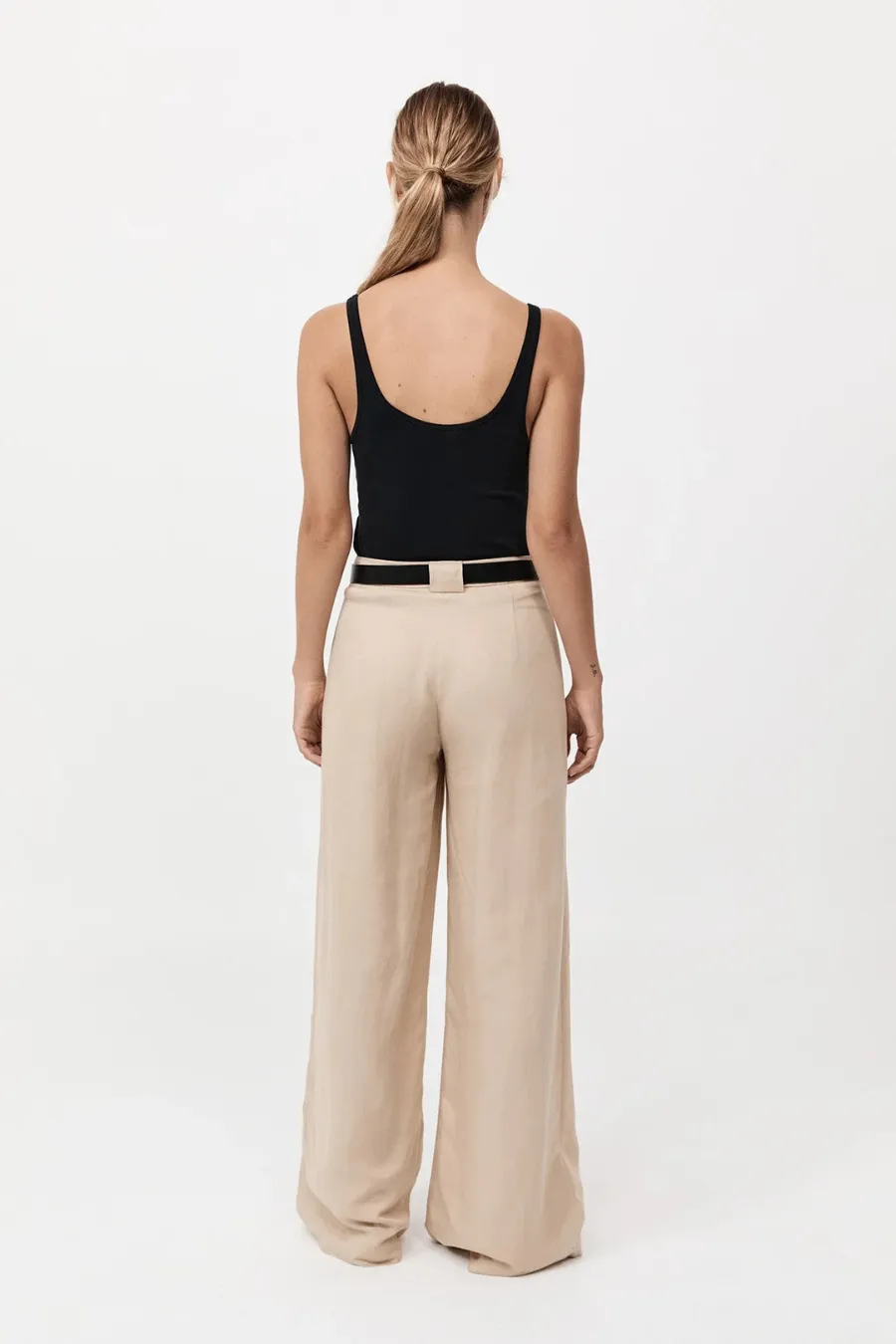 Wide Leg Pleat Pants Dune