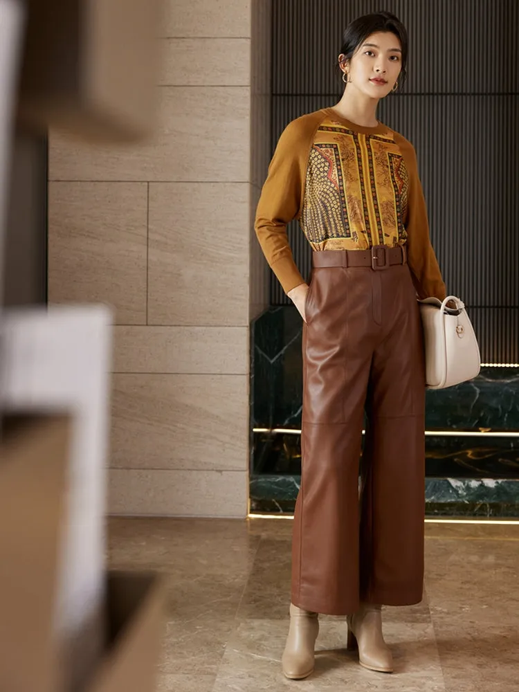 YAYING Leather Straight Leg Pants