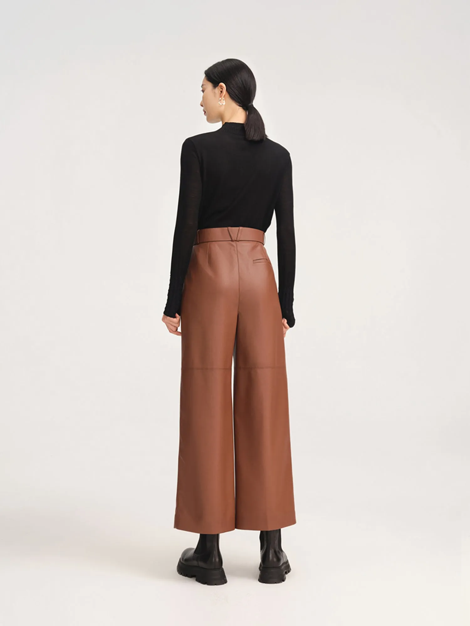 YAYING Leather Straight Leg Pants