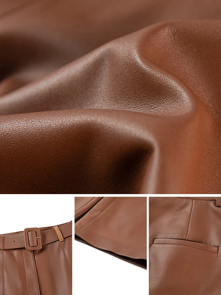 YAYING Leather Straight Leg Pants